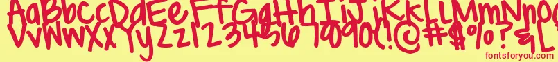 DjbBritsThickPen Font – Red Fonts on Yellow Background