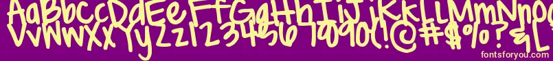 DjbBritsThickPen Font – Yellow Fonts on Purple Background