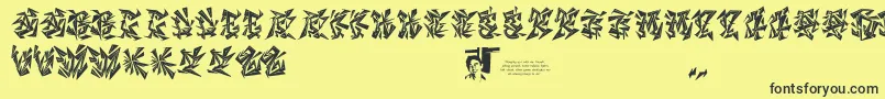 Fonte Chasezenblight – fontes pretas em um fundo amarelo