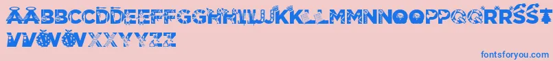 Christmabet Font – Blue Fonts on Pink Background