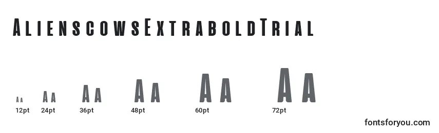 Размеры шрифта AlienscowsExtraboldTrial