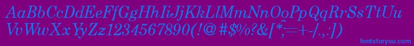 CenturyschoolbookRegularitalic Font – Blue Fonts on Purple Background