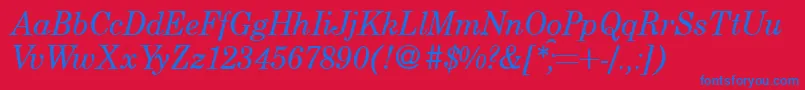 CenturyschoolbookRegularitalic Font – Blue Fonts on Red Background