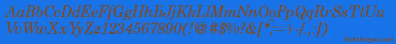 CenturyschoolbookRegularitalic Font – Brown Fonts on Blue Background