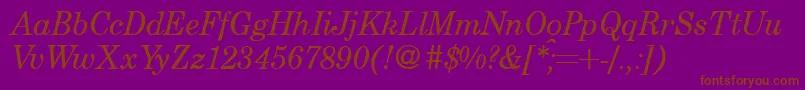 フォントCenturyschoolbookRegularitalic – 紫色の背景に茶色のフォント