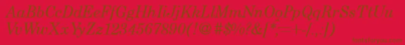 CenturyschoolbookRegularitalic-Schriftart – Braune Schriften auf rotem Hintergrund