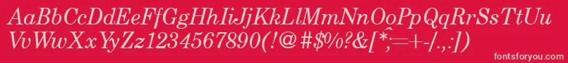 CenturyschoolbookRegularitalic Font – Pink Fonts on Red Background
