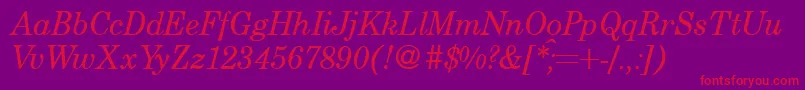 CenturyschoolbookRegularitalic Font – Red Fonts on Purple Background