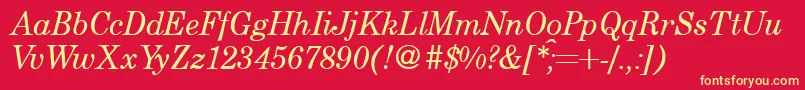 CenturyschoolbookRegularitalic Font – Yellow Fonts on Red Background