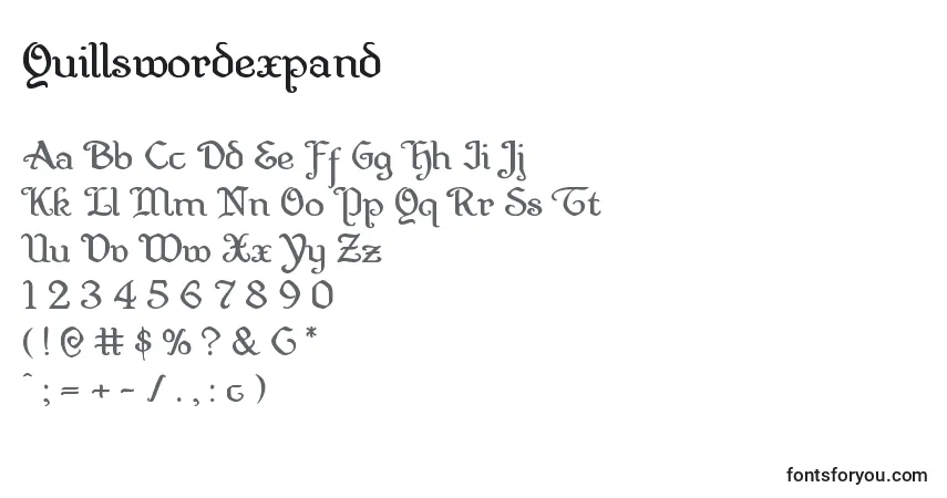 Fuente Quillswordexpand - alfabeto, números, caracteres especiales