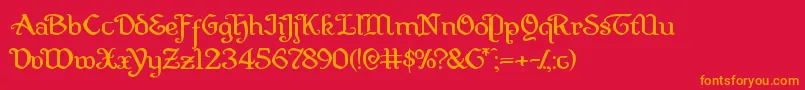 フォントQuillswordexpand – 赤い背景にオレンジの文字