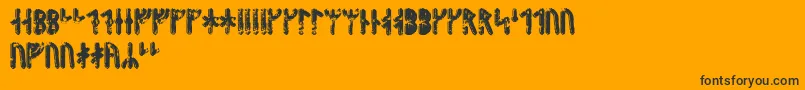 Fenrirrunic-Schriftart – Schwarze Schriften auf orangefarbenem Hintergrund