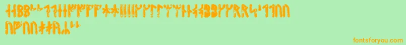 Fenrirrunic-Schriftart – Orangefarbene Schriften auf grünem Hintergrund