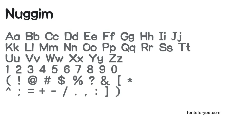 Czcionka Nuggim – alfabet, cyfry, specjalne znaki