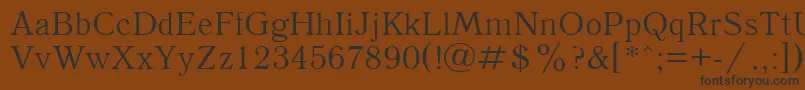 フォントAntiqua105n – 黒い文字が茶色の背景にあります