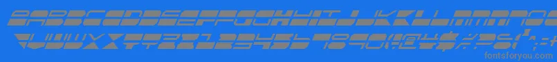 QuickmarkCondensedItalic-Schriftart – Graue Schriften auf blauem Hintergrund