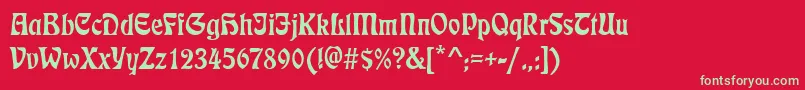 Fonte EtienneRegular – fontes verdes em um fundo vermelho