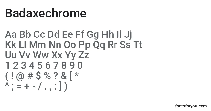 Badaxechrome Font – alphabet, numbers, special characters