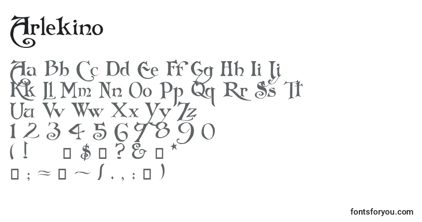 A fonte Arlekino – alfabeto, números, caracteres especiais