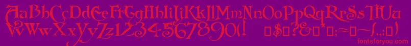 Arlekino-Schriftart – Rote Schriften auf violettem Hintergrund