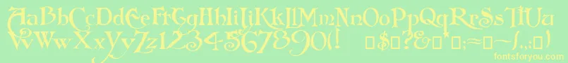 More about Arlekino Font Arlekino Font – Yellow Fonts on Green Background