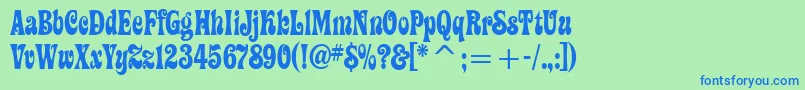 ZiggyitcTt Font – Blue Fonts on Green Background