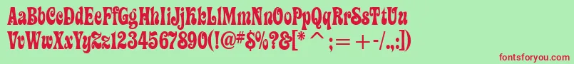 フォントZiggyitcTt – 赤い文字の緑の背景