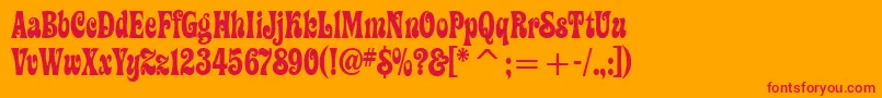 フォントZiggyitcTt – オレンジの背景に赤い文字