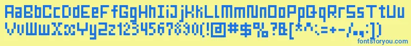 MrsKichinto6px Font – Blue Fonts on Yellow Background