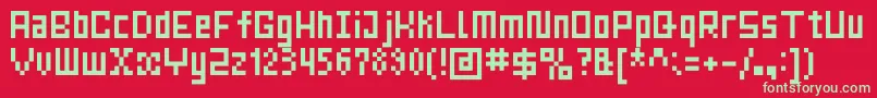 MrsKichinto6px Font – Green Fonts on Red Background