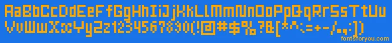 MrsKichinto6px-Schriftart – Orangefarbene Schriften auf blauem Hintergrund