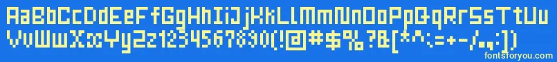 MrsKichinto6px Font – Yellow Fonts on Blue Background