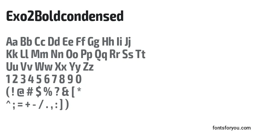 Schriftart Exo2Boldcondensed – Alphabet, Zahlen, spezielle Symbole