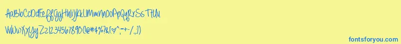 フォントBmdAlwaysForeverBold – 青い文字が黄色の背景にあります。