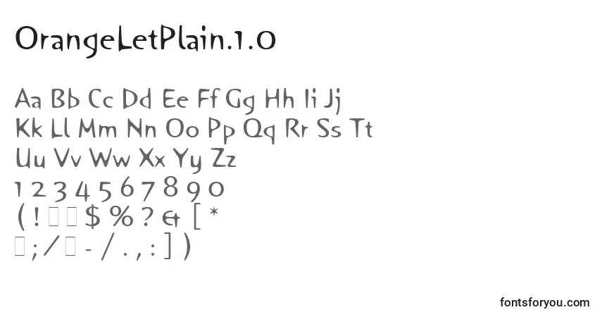 Schriftart OrangeLetPlain.1.0 – Alphabet, Zahlen, spezielle Symbole