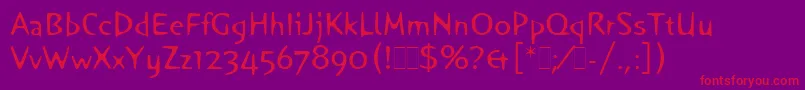 OrangeLetPlain.1.0-fontti – punaiset fontit violetilla taustalla