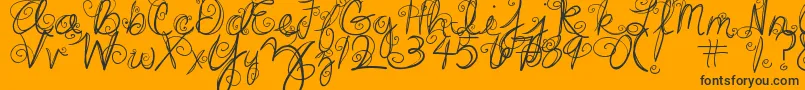 DjbSwirlMeAround-fontti – mustat fontit oranssilla taustalla