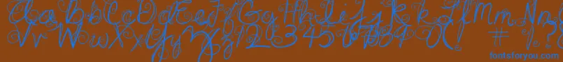 Шрифт DjbSwirlMeAround – синие шрифты на коричневом фоне