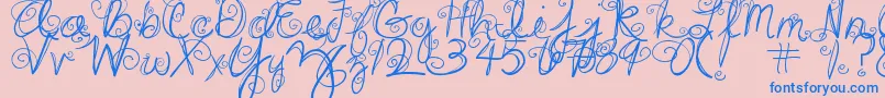 DjbSwirlMeAround-fontti – siniset fontit vaaleanpunaisella taustalla