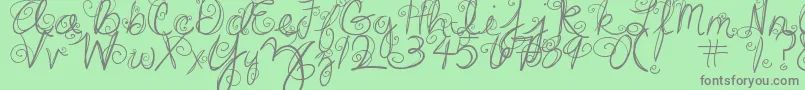 DjbSwirlMeAround-Schriftart – Graue Schriften auf grünem Hintergrund