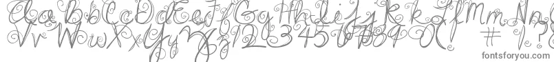 DjbSwirlMeAround-fontti – harmaat kirjasimet valkoisella taustalla
