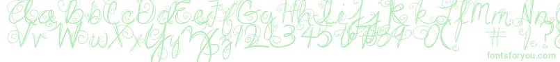 DjbSwirlMeAround-Schriftart – Grüne Schriften auf weißem Hintergrund