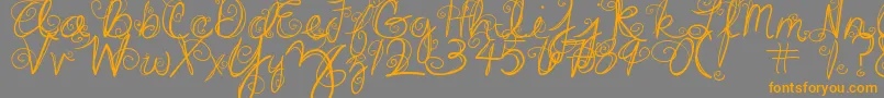 DjbSwirlMeAround-Schriftart – Orangefarbene Schriften auf grauem Hintergrund