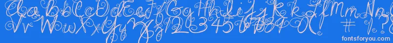 DjbSwirlMeAround Font – Pink Fonts on Blue Background