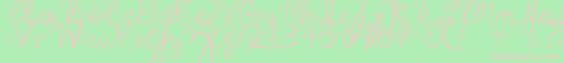 DjbSwirlMeAround-fontti – vaaleanpunaiset fontit vihreällä taustalla