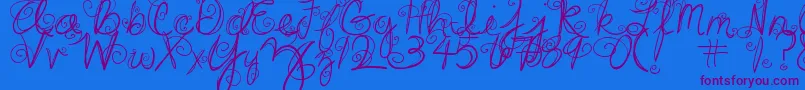 DjbSwirlMeAround Font – Purple Fonts on Blue Background