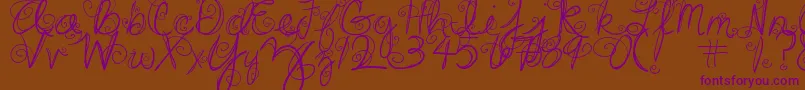 DjbSwirlMeAround-fontti – violetit fontit ruskealla taustalla
