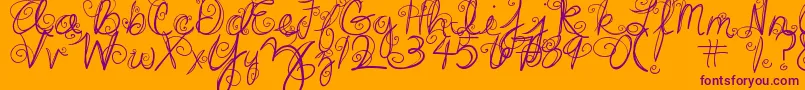DjbSwirlMeAround-fontti – violetit fontit oranssilla taustalla