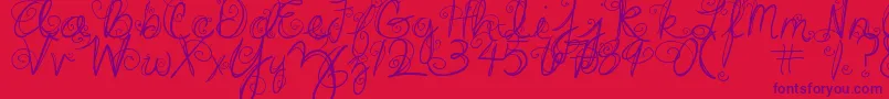 DjbSwirlMeAround-Schriftart – Violette Schriften auf rotem Hintergrund