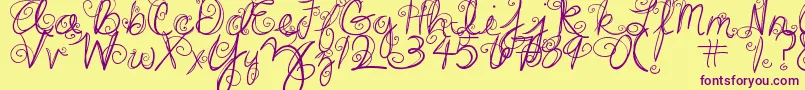 DjbSwirlMeAround Font – Purple Fonts on Yellow Background